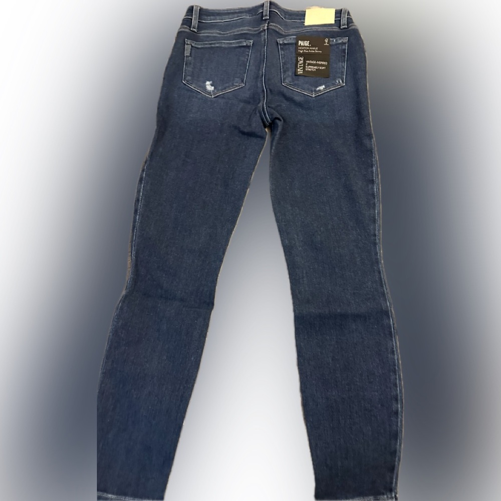 PAIGE Blue High Rise Jeans Hoxton with Distressed Detailing size 28 NEW